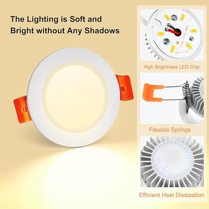 YGS-Tech 2 Inch LED Recessed Lighting, Dimmable Downlight 3W(35W Halogen Equivalent), CRI80, 3000K Warm White Ceiling Light with LED Driver(16 Pack)