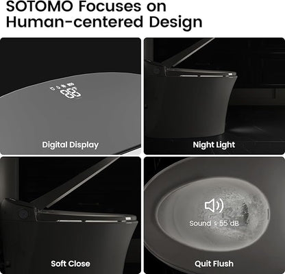 Smart Toilet with Bidet Built-In, Bidet Toilet with 1.06 GPF Auto Flush, Built-In Pump, Auto Open & Close Lid, Heated Seat & Dryer, Remote Control, Night Light, Digital Display, Blackout Flush