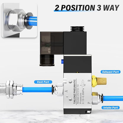 TAILONZ PNEUMATIC 3/8"NPT Solenoid Valve 3V310-10 DC12V Single Coil Pilot-Operated Electric 2 Position 3 Way Connection Type(Junction Box)