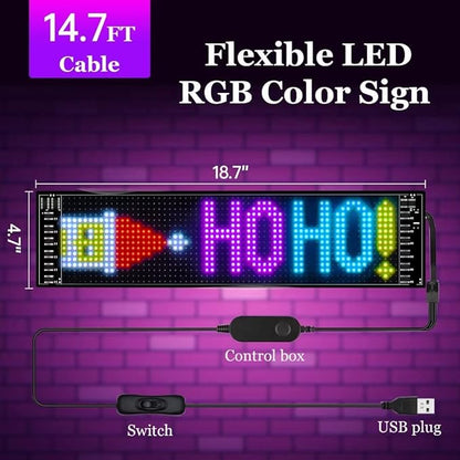 GOTUS LED Sign for Car,Scrolling LED Sign,Flexible LED RGB Color Sign,Bluetooth APP,DIY Design Animations,Text, Graffiti(19''x5'')…