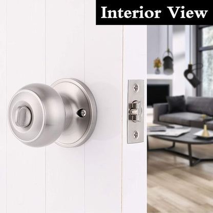 Gobrico Round Satin Nickel Keyed-alike Entry Locks Knobs 6Pack, Front Enry Door Knobs with Lock and Same Key, Round Ball Style Locksets Door Handles