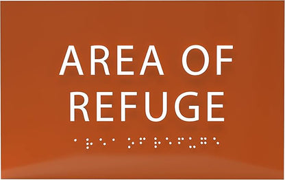 6" X4" Area of Refuge Sign - ADA Compliant Tactile Graphics Grade 2 Braille Text | Wall Mount Plastic Signs for Shopping Malls, Offices, Hotels, Schools, Apartments & Restaurants