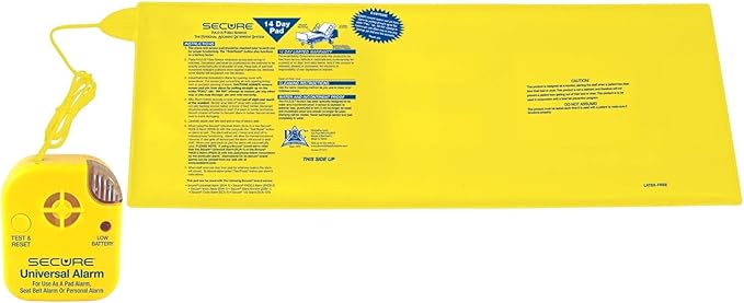 Secure Bed Alarm for Elderly Adults - 12" x 30" Motion Pressure Sensor Pad, 80 dB Patient Monitor with Holder, 9V Battery - Wandering & Fall Prevention for Dementia Patients Seniors