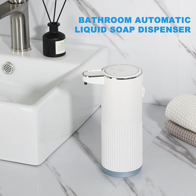 Automatic Soap Dispenser, 2 Pack White Touchless Liquid Soap Dispenser for Bathroom, 13.5 Fl Oz Plastic Electric Auto Dish Soap Dispensers Wall Mount for Kithcen with Adjustable Volume