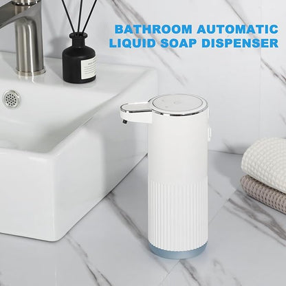 Automatic Soap Dispenser, 2 Pack White Touchless Liquid Soap Dispenser for Bathroom, 13.5 Fl Oz Plastic Electric Auto Dish Soap Dispensers Wall Mount for Kithcen with Adjustable Volume