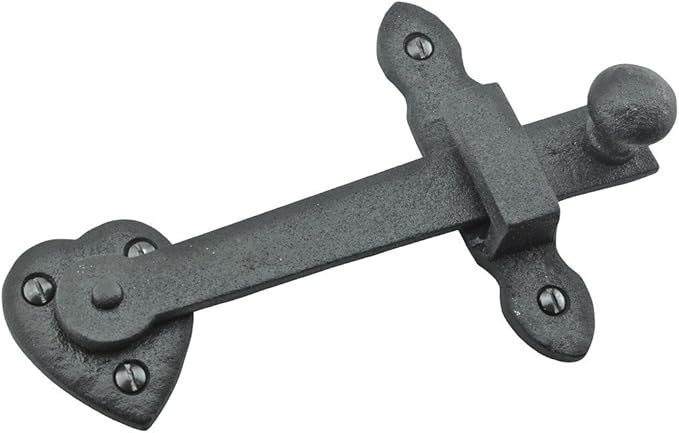 Renovators Supply Black Wrought Iron Gate Flip Latch Decorative Heart Style Medium to Light Duty 4" Tall Flip Door Locks Rust Resistant Powder Coated Latches with Mounting Hardware Pack of 10