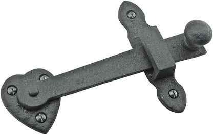 Renovators Supply Black Wrought Iron Gate Flip Latch Antique Heart Style Medium to Light Duty 4 Inches Tall Flip Door Locks Rust Resistant Powder Coated Latches Includes Mounting Hardware Pack of 3