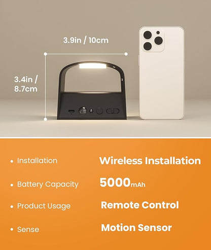 FULEN Motion Sensor Wall Light with Remote Control 3 Colors Wireless Wall Lamp LED Indoor Up and Down Wall Sconce 5000mAh Rechargeable Battery Powered Wall Lamps Brightness Adjustable, Black 2 Pack