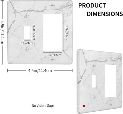 Outlet Covers White Grey Abstract Modern Marble 1 Toggle 1 Rocker Combination Decorative Wall Plate Electrical Switch Plates Light Switch Cover Plate for Bathroom Kitchen Decor