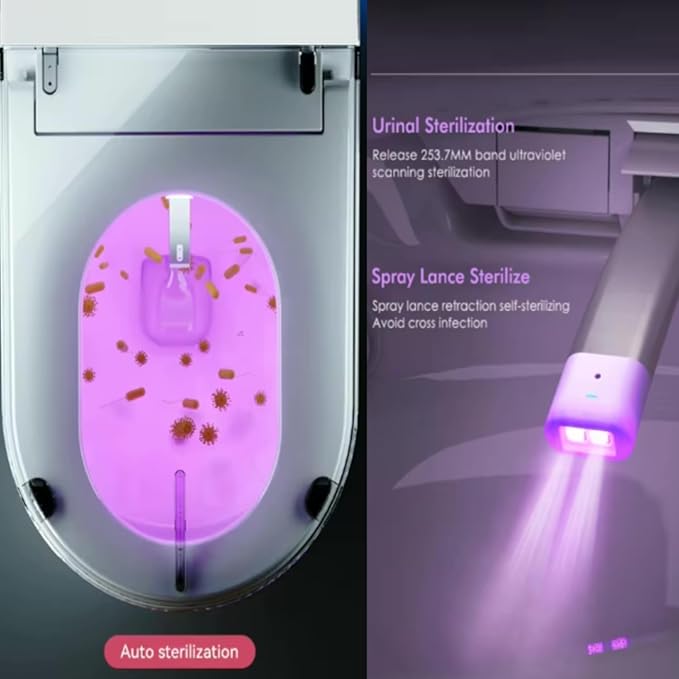 Electric Bidet Smart Toilet, Voice Control, Auto Open/Close Lid & Seat with Radar and Foot Sensor, Auto Flushing, 6 Modes Warm Water Wash, Dryer, Heated Seat, 20-year warranty. (TD-769EV)