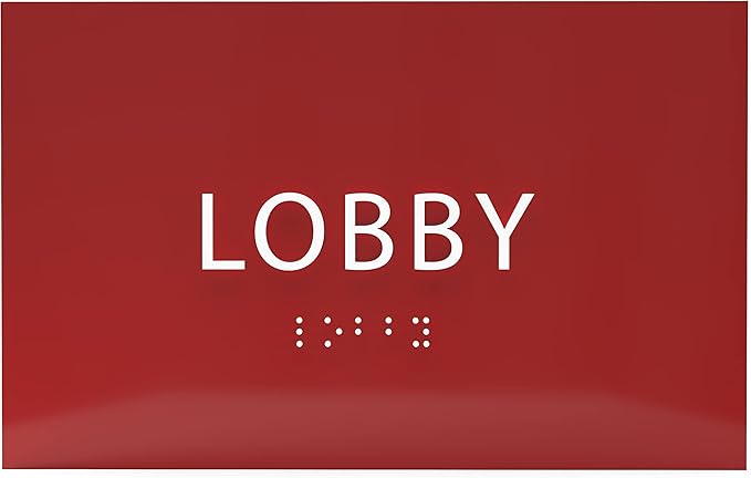 6" X4" Lobby Sign - Tactile Graphics Grade 2 Braille Text Reception Area Sign| Utility ADA Compliant Wall Mount Plastic Signs For Hospital, Offices, Businesses & Apartments