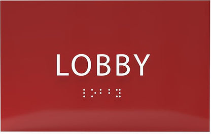 6" X4" Lobby Sign - Tactile Graphics Grade 2 Braille Text Reception Area Sign| Utility ADA Compliant Wall Mount Plastic Signs For Hospital, Offices, Businesses & Apartments