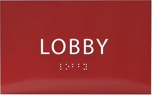 6" X4" Lobby Sign - Tactile Graphics Grade 2 Braille Text Reception Area Sign| Utility ADA Compliant Wall Mount Plastic Signs For Hospital, Offices, Businesses & Apartments