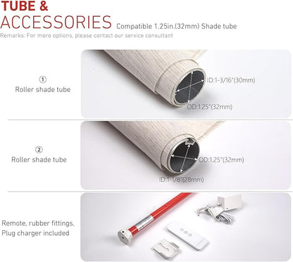 Rollerhouse 1.25" (32mm) Battery Powered Electric Shade Motor Blinds Tubular Motor Kits Compatible with 1-1/4" Roller Blind Tube