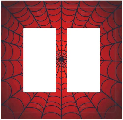 Red Spider Web Black Line Simplicity Decorative Outlet Covers 2 Gang Double Gfci Rocker Electrical Wall Panels Light Switch Cover Plate For Kids Room Home Decor