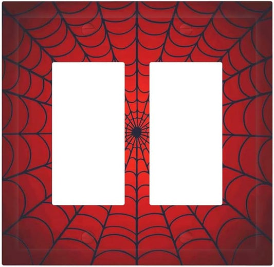 Red Spider Web Black Line Simplicity Decorative Outlet Covers 2 Gang Double Gfci Rocker Electrical Wall Panels Light Switch Cover Plate For Kids Room Home Decor