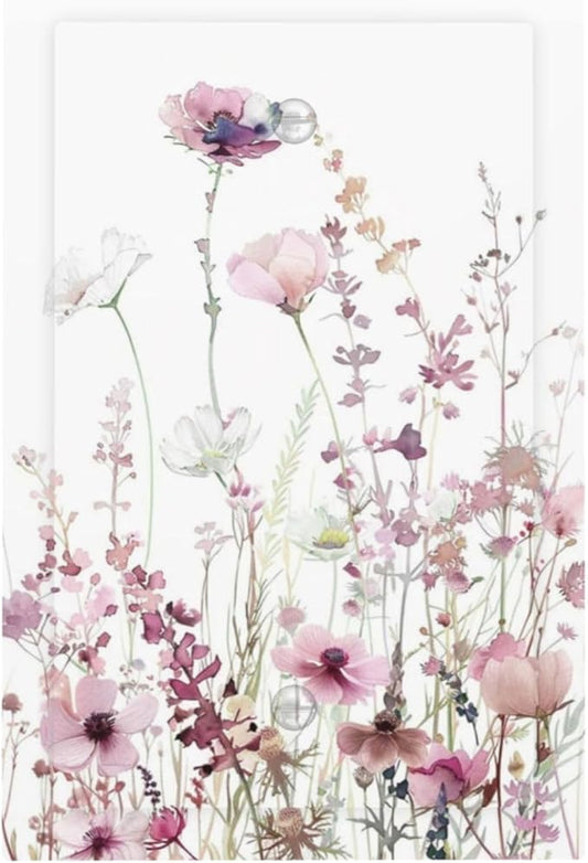 Floral Pink Watercolor Wildflowers Plant Flower Light Switch Cover Plate 1 Gang No Device Blank Electrical Wall Plates Faceplate Decorative Switch Plate Covers for Bedroom Living Room Decor