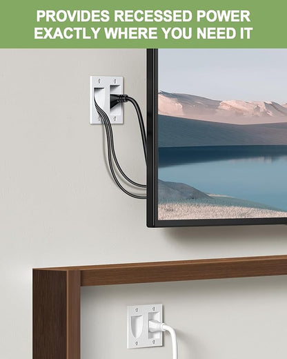 in Wall Cable Management Kit,TV Cord Hider for Wall Mounted TV with Triple Outlet,6.5FT Power Cable and 6.2FT Extension Cable,20A TV Wire Hider for Wall