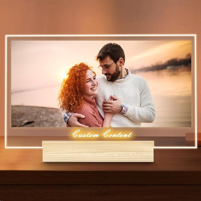 Personalized Picture Frame, Custom Tabletop Photo Frame with Light, Customized Gift for Mom/Father/Kid/Friend/Pet - Birthday, Valentine’s Day, Mother's Day, Father's Day, Christmas (R02)