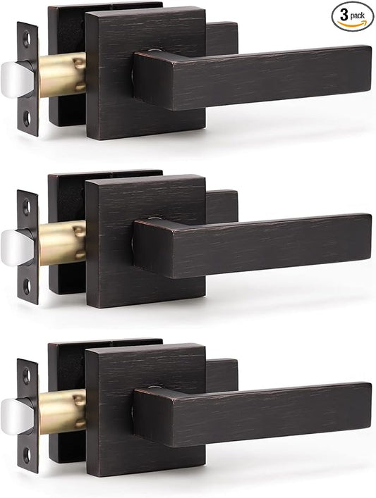 KNOBWELL Oil Rubbed Bronze Interior Door Handles Heavy Duty Door Levers Passage Door Handle Set Durable Door Hardware, Left or Right Handing, Easy Installation 3 Pack 2.07 lb One Lever