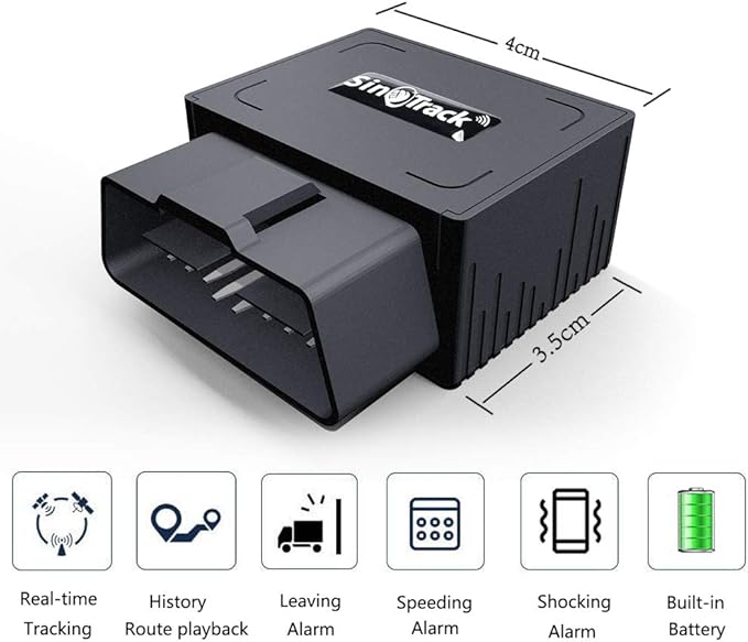SinoTrack 4g GPS Vehicle Device Tracker, Real-Time OBD Car GPS Tracking Locator, Mini OBD II Vehicle Tracker for Car, Taxi and Truck, Tracking System No Subscription