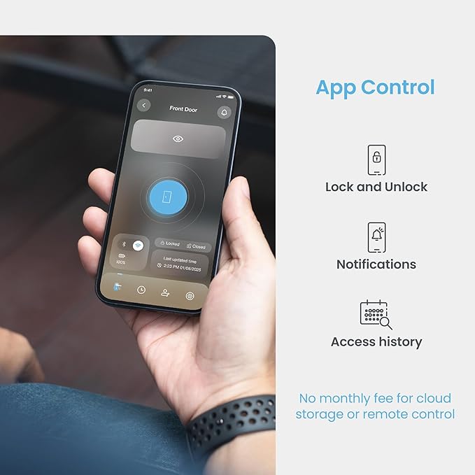 Lockly Vision Elite Video Smart Lock with Camera, Smart Wi-Fi Deadbolt for Front Door, PIN Genie® Keypad, Fingerprint Door Lock, Motion Sensor, App Remote Control, 2-Way Audio Doorbell, No Monthly Fee