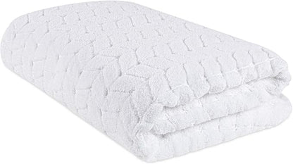 BAGNO MILANO Turkish Bath Towels, Soft Plush Jacquard Luxury Bath Towels, Quick Dry Towel Set (White, Bath Sheet)