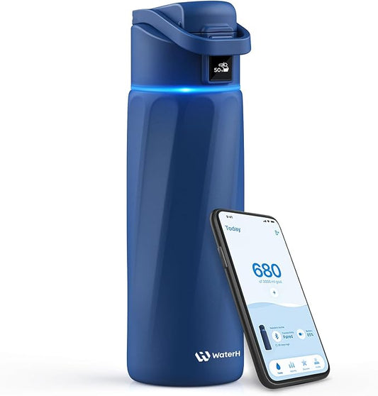 BOOST Smart Water Bottle that Reminds You to Drink, 24oz BPA-Free Stainless Steel Vacuum Insulated Bottle, Wide Mouth Water Tracker Bottle with APP, Ideal Gift for Christmas, New Year