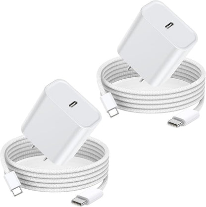 iPhone 16 15 Charger Fast Charging, 2Pack 20W USB C Wall Charger Blocks Adapter Cube with Fast Charging USB C Cable Quick Charge Cord for iPhone 16/16 Plus/16 Pro/16 Pro Max/16e/15/15 Pro Max/iPad Air