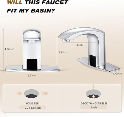 Gangang Commercial Touchless Bathroom Sink Faucet Cold and Hot Water Automatic Motion Sensor Basin Tap Mixer with Mixing Valve and Cover Plate (FBA 2)
