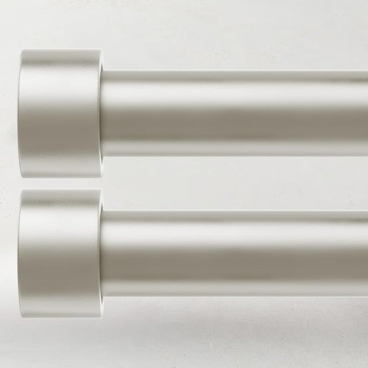 2 Pack Curtain Rods for Windows 28 to 48 Inch(2.3-4ft), 1 Inch Brushed Nickel Curtain Rods Set, Adjustable Heavy Duty Curtain Rod, Modern Drapery Rods for Bedroom Living Room, Size 32"- 60"