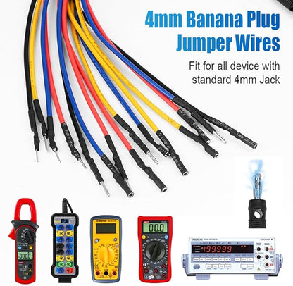 Banana Plug Jumper Wires Kit, 16pcs 4mm Stackable Breadboard Jumper Test Lead, Male to Female, Universal Breakout Test Leads for Electrical Testing