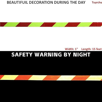 Non Fading Reflective Tape Outdoor Waterproof 1 inch Wide, High Visibility Industrial Marking Tape, Safety Adhesive Stickers (15 feet)