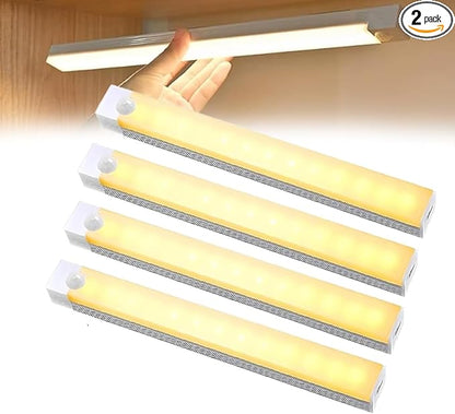 Punch-Free Smart Sensor Magnetic Rechargeable LED Lights, Motion Sensor Light Indoor for Stairs, Wardrobe, Cabinet (4PCS Warm Light,20cm/7.87in)