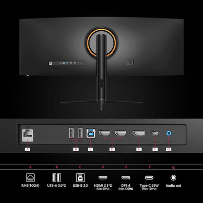 INNOCN 45C1R 45 Inch 5120 x 1440p Ultrawide Curved Gaming Monitor, R1500, HDR400, USB Type-C 90W Power Delivery, PIP/PBP, Built-in Speaker, Height Adjustable, Black