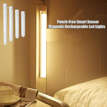 Punch-Free Smart Sensor Magnetic Rechargeable LED Lights, Motion Sensor Light Indoor for Stairs, Wardrobe, Cabinet (2PCS Warm Light,10cm/3.94in)