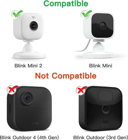 2Pack Adhesive Wall Mount Compatible with Blink Mini and Blink Mini 2, Two Easy Installation, No Drill Mounting Bracket by ALERTCAM, White
