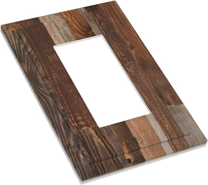 Vintage Brown Wooden Boards Print Wood Grain Decorative Outlet Covers 1 Gang Single Rocker Light Switch Cover Plate Wall Plates GFCI Faceplate for Farmhouse Home Decor