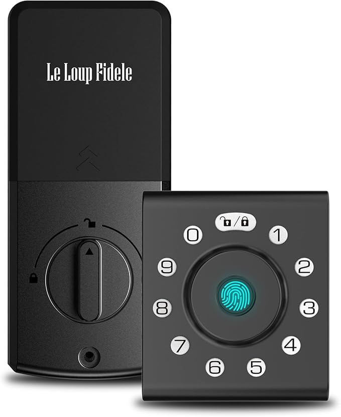 LELOUPFIDELE Smart Lock – Keyless Entry Door Lock with Keypad Deadbolt, Fingerprint & Anti-Peek Code, Compact Design, Auto-Lock, Easy Install for Home//Office (Matte Black)