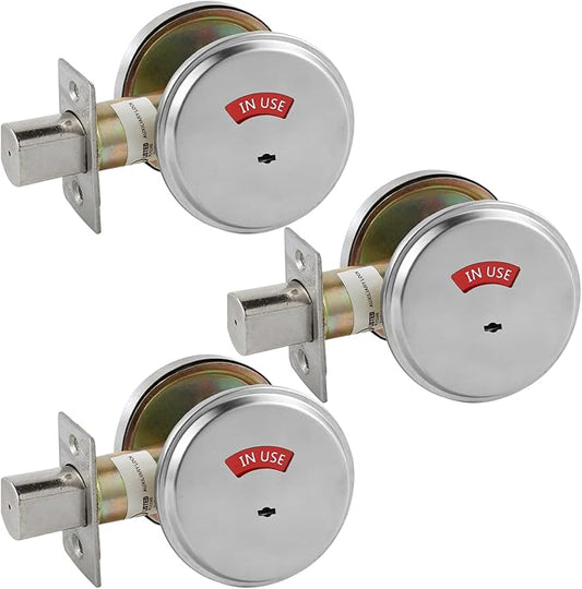 in-Use/Vacant Commercial Deadbolt, Heavy Duty Satin Chrome Grade 2 Privacy Indicator Deadbolt for Bathroom/Office, UL3 Hour Fire Rated, Left&Right Handed, 2 3/4" Backset, 3 Packs