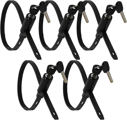 Urban August Adjustable Zip Tie Lock for Refrigerator Door Cabinet Bike Stroller Helmet - Multi-Purpose Keyed French Door Lock - Stainless Steel Fridge Lock with Key (5 Pack Keyed Alike)