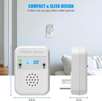 WiFi Home Radon Detector, Portable Radon Meter with Real-Time Short & Long-Term Monitoring, Plug-in Design, Instant Alerts & App Control