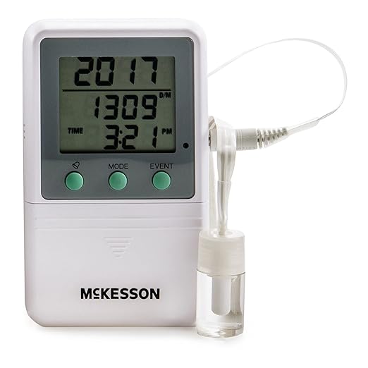 McKesson Refrigerator and Freezer Thermometer, Single-Probe - Waterproof Digital Triple Display, 1 Count