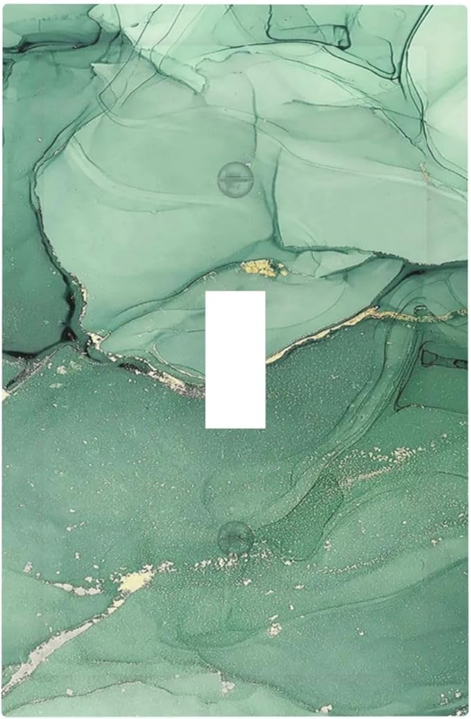 Decorative Light Switch Cover Simple Green Marble 1 Gang Single Toggle Device Electrical Faceplate Switchplates Decorator Outlet Wall Plate for living Room Office Decor