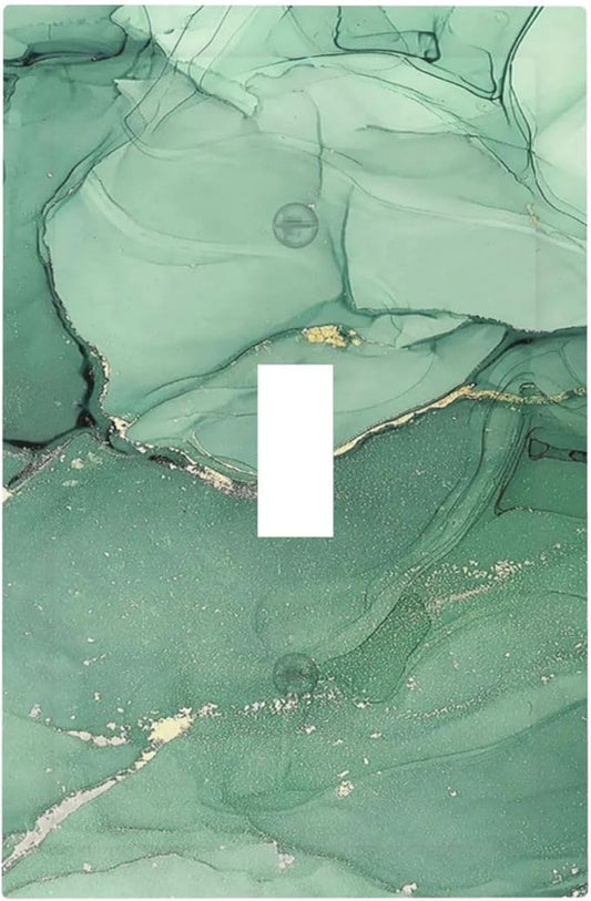 Decorative Light Switch Cover Simple Green Marble 1 Gang Single Toggle Device Electrical Faceplate Switchplates Decorator Outlet Wall Plate for living Room Office Decor