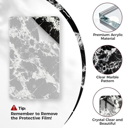 Black White Marble Pattern Acrylic Shiny Silver Wall Plate Triple Toggle Outlet Covers Decorative Switch Cover