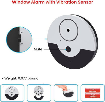 CATSONIC Premium Window Alarm Device Set - Extra Loud 130dB Alarm & Vibration Sensors - Universal Compatibility & Easy Installation - Great for Home, Office & RV Security (6 Set Black)