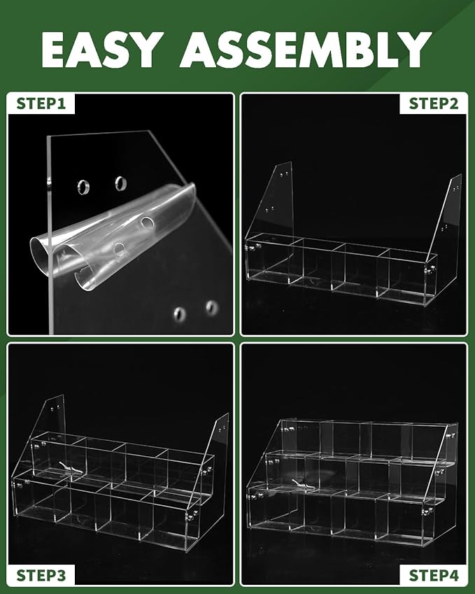 UCEC Clear Acrylic Sticker Display Stand, 3-Tier 12 Pockets Acrylic Card Display & Sticker Organizer, Essential Portable Organizer for On-the-Go Professionals, Tradeshows, Retail, and Supplier Events