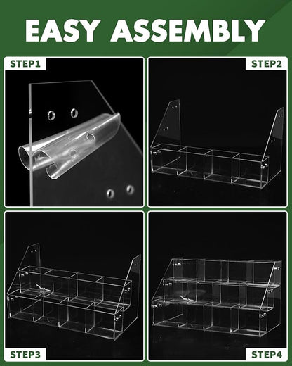 UCEC Clear Acrylic Sticker Display Stand, 3-Tier 12 Pockets Acrylic Card Display & Sticker Organizer, Essential Portable Organizer for On-the-Go Professionals, Tradeshows, Retail, and Supplier Events