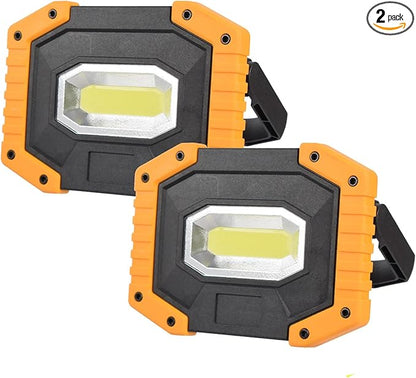 OTYTY LED Work Light 2-Pack, 30W 1500LM Portable Rechargeable Flood Lights with Magnetic Base, 4200mAh Battery for Outdoor, Camping, Hiking, Emergency, Car Repairing, Job Site Lighting (W841 Yellow)
